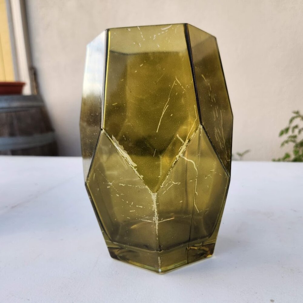 Beautiful Vintage Green Hexagon Vase Terrarium Decor Mid Century Modern Rustic F
